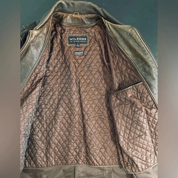 Vintage Wilsons Leather Coat Jacket Distressed Heavyweight Thinsulate - Picture 7 of 14